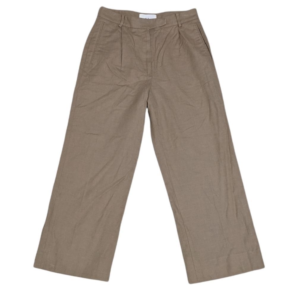 FOLK CLOTHING Cotton Wool Pleated Wide Leg Trousers